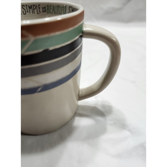 TOMS Striped Multicolor Pottery Coffee Mug Tea Cup - Picture 7 of 7